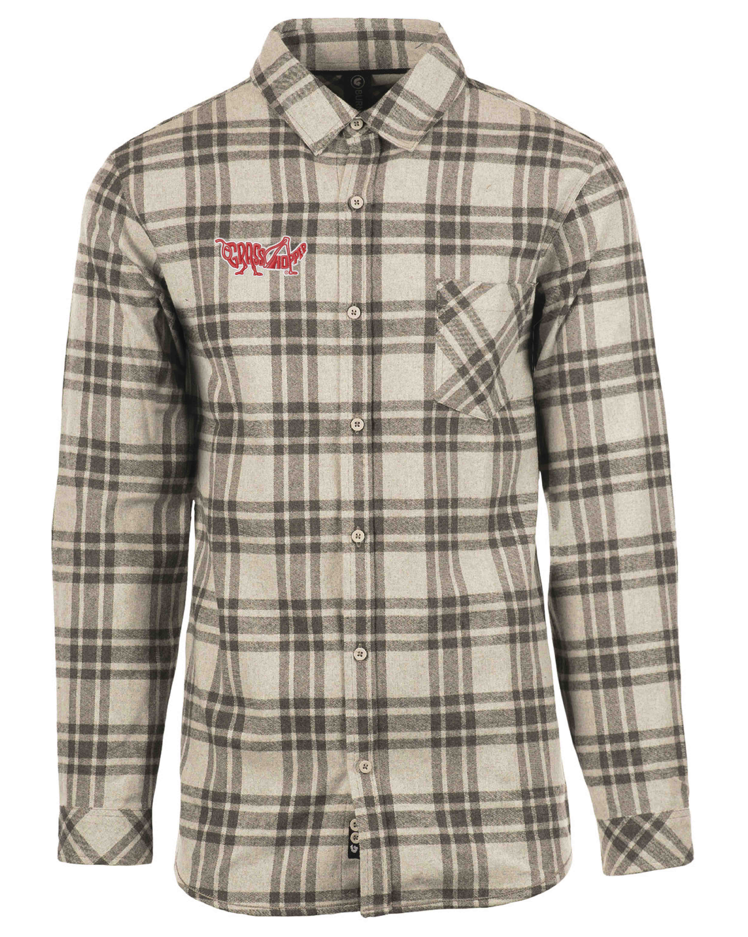 Camisa de franela gris/acero Grasshopper de manga larga Burnside