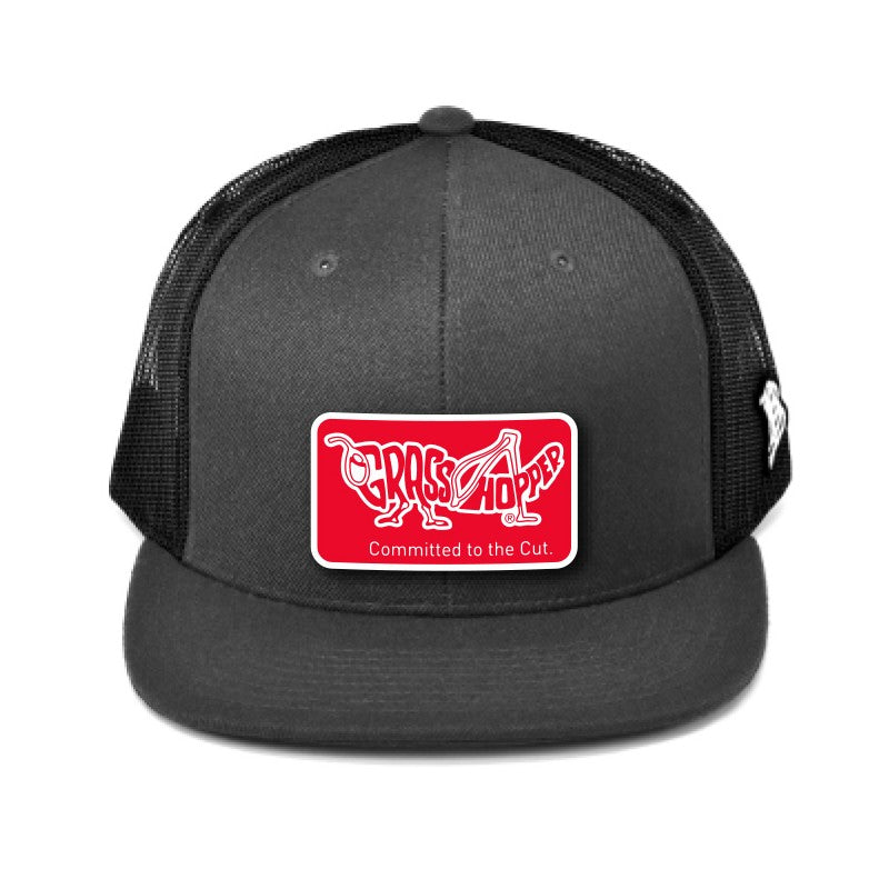 Grasshopper Branded Bills Flat Charcoal PVC  Trucker Hat