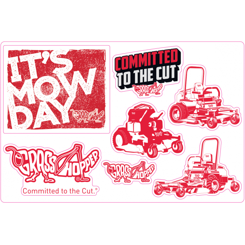 Sticker Sheet Mow Day, Mower Lineart, Logo