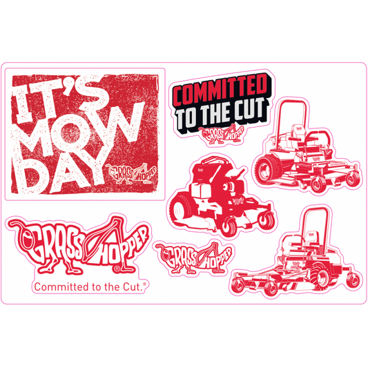 Sticker Sheet Mow Day, Mower Lineart, Logo